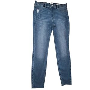 Wonderly Womens Distressed Pull on Jegging with Raw Hem Size 10 Medium Wash